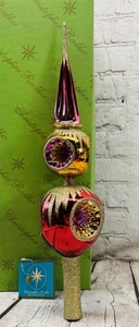Christopher Radko Fire Frost Triple Reflector Finial Tree Topper Red Gold RARE - Bild 1 von 20