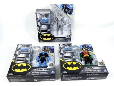 Spin Master DC Comics 4" Figures Lot of 3 Nightwing Robin Joker with Accessories - Image 1 of 4