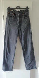 Levi's Ribcage Straight Ankle Charcoal Grey W27 L29 High Waisted Button Closure - Picture 1 of 6