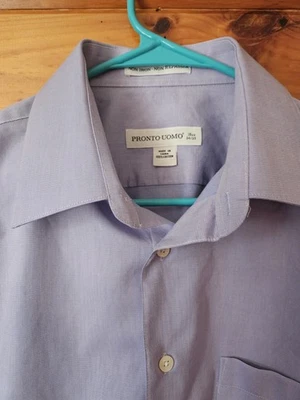 Pronto Uomo Dress Shirt Mens 18 34/35 Purple-Button Up Cotton Office-Burma Foto 1 de 4