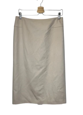 Max Mara Virgin Wool Skirt sz 8 Bone Ivory Rear Box Pleat Midi Quiet Luxury Line - Image 1 of 4
