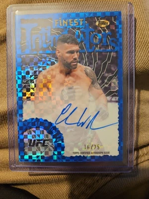 2024 Topps Finest UFC Chris Weidman Blue Checkerboard Auto Intimidators 16/75 - Image 1 of 2