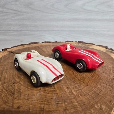 *DOS* Coche Ranura Ferrari Eldon 750-15 Años 60 De Colección Rojo Blanco 5" Plástico Coche de Carreras Foto 1 de 4