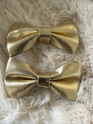 Gymboree Girls Gold Hair Clip Leather Style Set Of 2 - Image 1 of 3