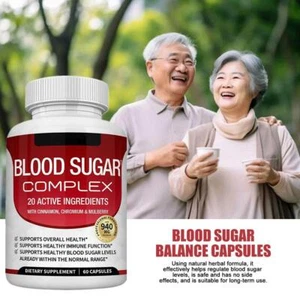 BLOOD SUGAR BLEND SUPPORT AlphaLipoic Acid & Cinnamon 20 Herbs-Complex 60PCS - Picture 1 of 8