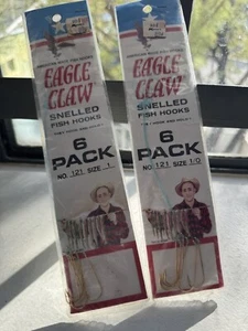 12 Snelled Eagle Claw 121 Bait Holder Baitholder Fishing Hooks Size 6 - Picture 1 of 9