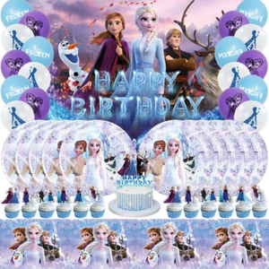Frozen Elsa Party Supplies Party Supplies Set Plates Balloons Banner Tablecloth - Picture 1 of 8