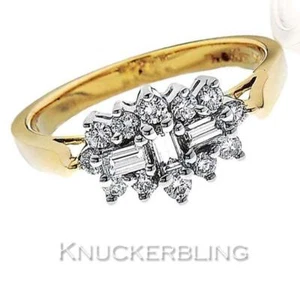 Diamond "Boat" Cluster Ring 0.50ct F VS Baguette & Brilliant Cut in 18ct Gold - Picture 1 of 1