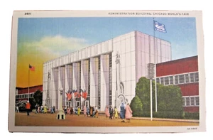 CHICAGO WORLD'S FAIR POSTCARD Administration Building 1933-1934 36-A1 4A-H565 - Picture 1 of 2