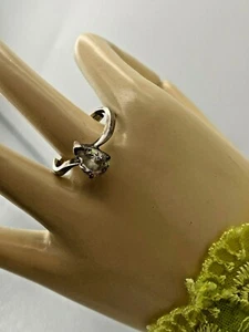 Vintage 925 Sterling Silver Zirconia Crystal Ring Size N Sizable - Picture 1 of 10