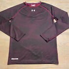 Under Armour UA Shirt Women's XL Purple Black Compression Heatgear Long Sleeve