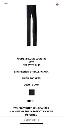 BALENCIAGA YZY GAP Leggings Lunghi Medium YZY GAP NUOVI