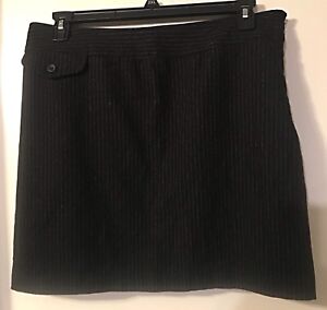 Banana Republic Women's Side Zip Career Skirt Sz. 14 Black Pinstripe Wool Blend