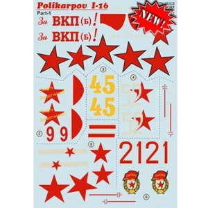 Decal airplane 1:32 Polikarpov I-16 Part1 complete set 2 leaf Print Scale 32-015 - Bild 1 von 24