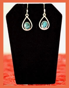 Sterlingsilber natürlicher Smaragd Edelstein Hänger Tropfen Haken Ohrring Schmuck  - Bild 1 von 5