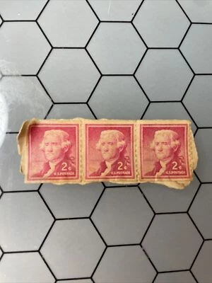 2 Cent Red Thomas Jefferson US Postage Stamps 3 in series Unused Good Condition - Image 1 of 4