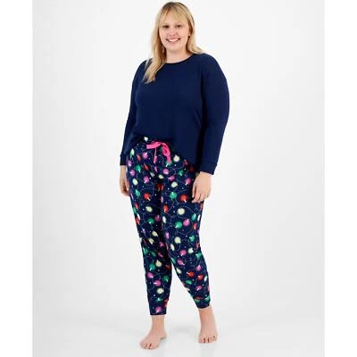 Conjunto de Pijama Jenni LS Mix It Azul Marino Navidad Luz Vacaciones Nuevo con Etiquetas Talla Grande 2X Foto 1 de 4