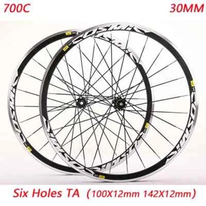 700C 30mm Depth Alloy Wheelsets Straight Pull Disc Brake HG 6 Bearing Thru Axle - Picture 1 of 13