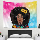 African American Girl Tapestry Sunflower Bubbles Wall Hanging Bedspread Cover