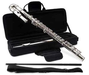 Einsteiger Anfänger Querflöte Flöte Neusilber gebogenes Kopfstück Etui Zubehör - Bild 1 von 6