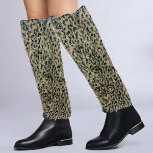 Women Faux Fur Leg Warmer Lady Casual Boot Cover Winter, ( Brown leopard Print ) - Picture 1 of 4