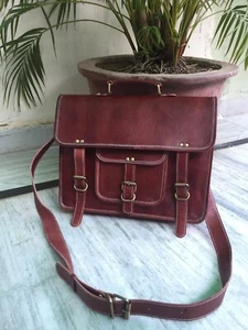 Leather Vintage Handmade Genuine Briefcase Satchel Men's Laptop Messenger Bag - Picture 1 of 9