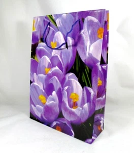 Geschenktasche groß Blumen 25x8x34 cm Narzissen Krokus - Bild 1 von 2