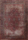 Pre-1900 Vegetable Dye Mahal Antique Rug 12x15 Wool Handmade Palace Size Carpet