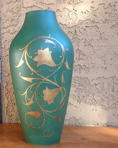 ANTIGUO JARRÓN DE VIDRIO ESMALTADO VICTORIN ERA BACCARAT - Imagen 1 de 8