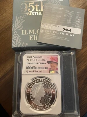 The Perth Mint "H.M. Queen Elizabeth II 95th Birthday" Silver Proof Coin - 1oz - Image 1 of 4