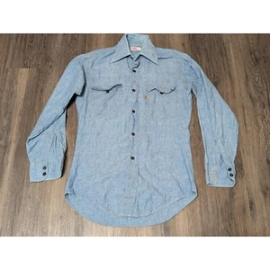 Vintage Orange Tab Levi's Jeanshemd Western bestickt Adler Chambray Small - Bild 1 von 5