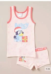 Girls size 3-4 BLUEY CHRISTMAS summer singlet /boyleg set sleepwear NEW FP 6803 - Foto 1 di 5