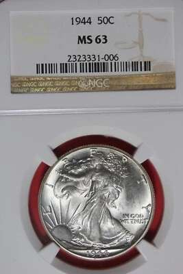 Meio dólar 1944 NGC MS63 WALKING LIBERTY #B49137 - Imagem 1 de 2