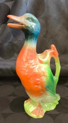 Vintage Barbotine de Saint Clément Pichet canard cruche polychrome - Photo 1/4