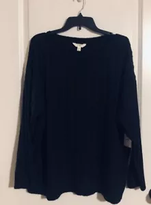 Terra Sky Light Pointelle Sweater Material Black Plus Size 2X (20W-22W) NWT - Picture 1 of 7