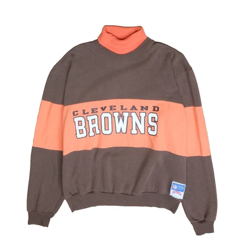Vintage Cleveland Browns Nutmeg Turtle Neck Sweatshirt Size XL Striped 90s NFL Cover