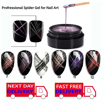 EVERESTBEAUTY 6pcs Spider Gel Nail Gel Polish Nail Art Pull LineThick Elastic Paint 5ml