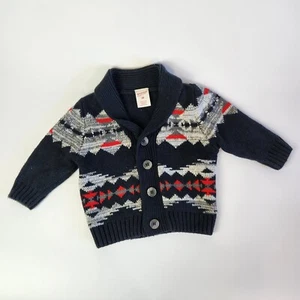 Arizona Cardigan Boys Size 6M Blue Y2k Aztec Print Knit Button Up Western Wear - Picture 1 of 9