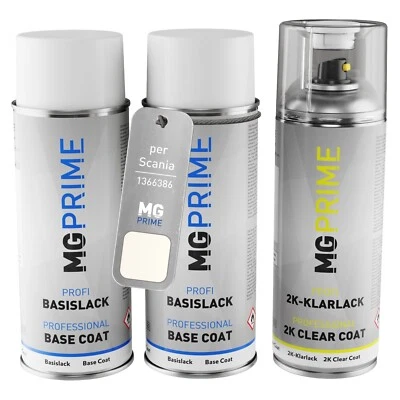 MG PRIME Vernice per auto Kit bombolette spray 2K per Scania 1366386 Ivory White