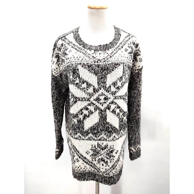 Suéter gola redonda cinza e branco garagem tamanho M inverno floco de neve  - Imagem 1 de 4