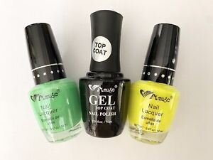 New Amuse Gel Top Coat + 2 Nail Polsh (Cotton Candy Green, Highlighter Yellow )
