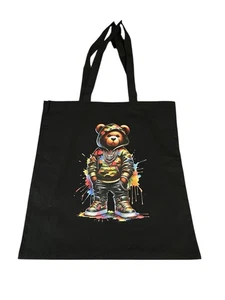 NEW canvas tote shoulder bag custom graphic handmade W 14 H 16 SH 11 inches - Picture 1 of 2