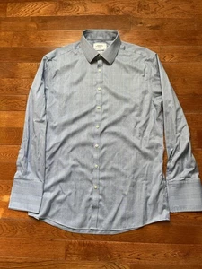 Charles Tyrwhitt Non-Iron Twill Shirt Blue Stripe Size Extra Slim Fit 17.5/35 - Picture 1 of 16