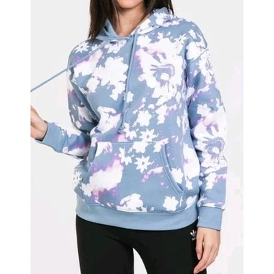 NEW Adidas Acid Floral Hoodie Women’s Large Purple Fleece Pullover H20441 - Image 1 of 4