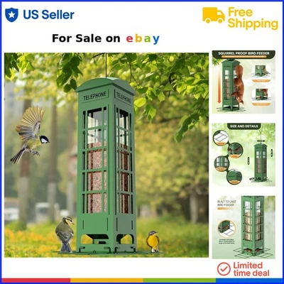 Alimentador de aves de metal a prueba de ardillas gran capacidad para aves silvestres colgando al aire libre Foto 1 de 4