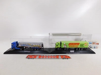 2X Herpa H0 1:87 Sattelzug MB Europe Oil MAN Nürnberger Kloßteig Mint #DP466-1 - Immagine 1 di 4
