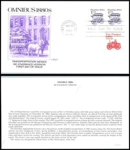 1986 Omnibus 1880s Sc 2225 FDC Artmaster Transportation horse-drawn city transit - Picture 1 of 1