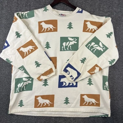 Very RARE VTG 90s Fit America Oversized Sweatshirt Women's XLarge Animal Nature - Image 1 of 4