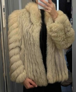 SAGA FOX Genuine Silver Fox Fur Coat Size M Japan Made Luxury Elegant Jacket - Picture 1 of 15