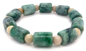 "Handgemachtes burmesisches grünes Jadeit verstellbares Armband 217ct" - Bild 1 von 15